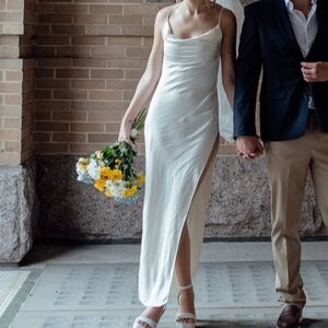 Oh Polly Cream Satin Cowl Neck Top